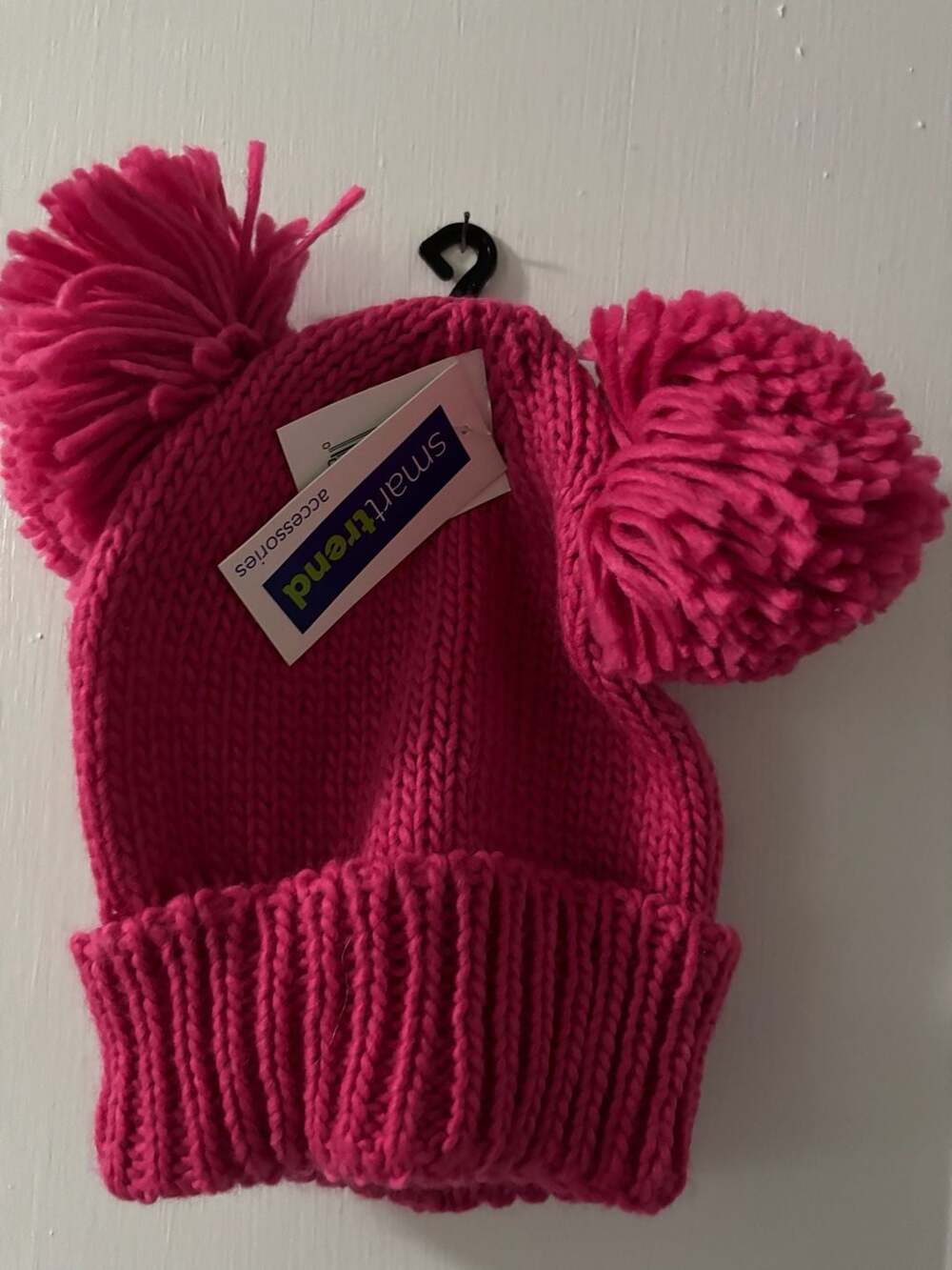 Smarttrend Accessories Hot Pink Double Pom Pom Knit Beanie